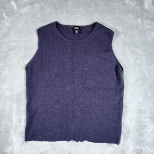 Eileen Fisher Italian Merino Wool Sleeveless Sweater Vest Large Purple Luxury